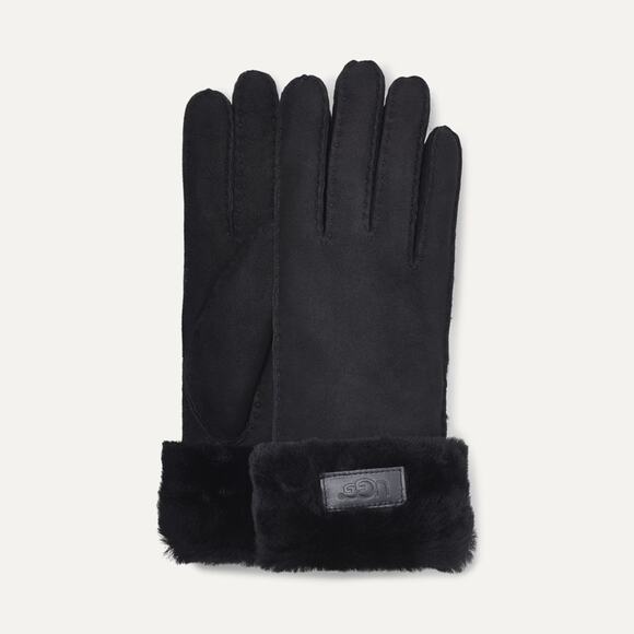 UGG Turn Cuff Gloves Sheepskin Leather Water Resistant Black NWT $162 Women’s L - Picture 1 of 4